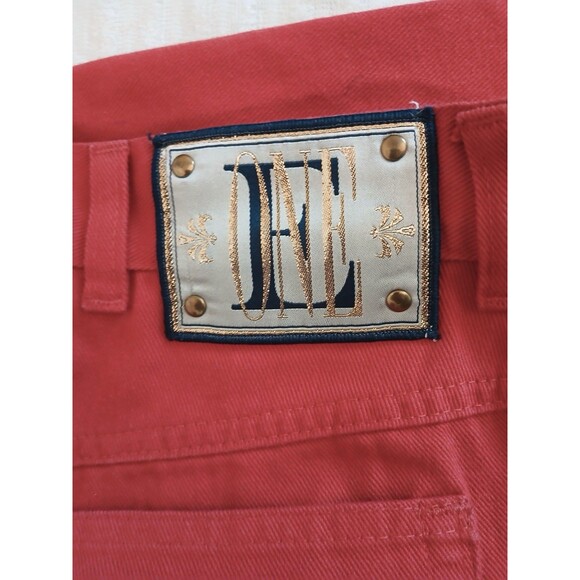 Escada Womens Denim Red Pants Size 44 /12 USA Straight Leg High Rise Luxury - Picture 16 of 16